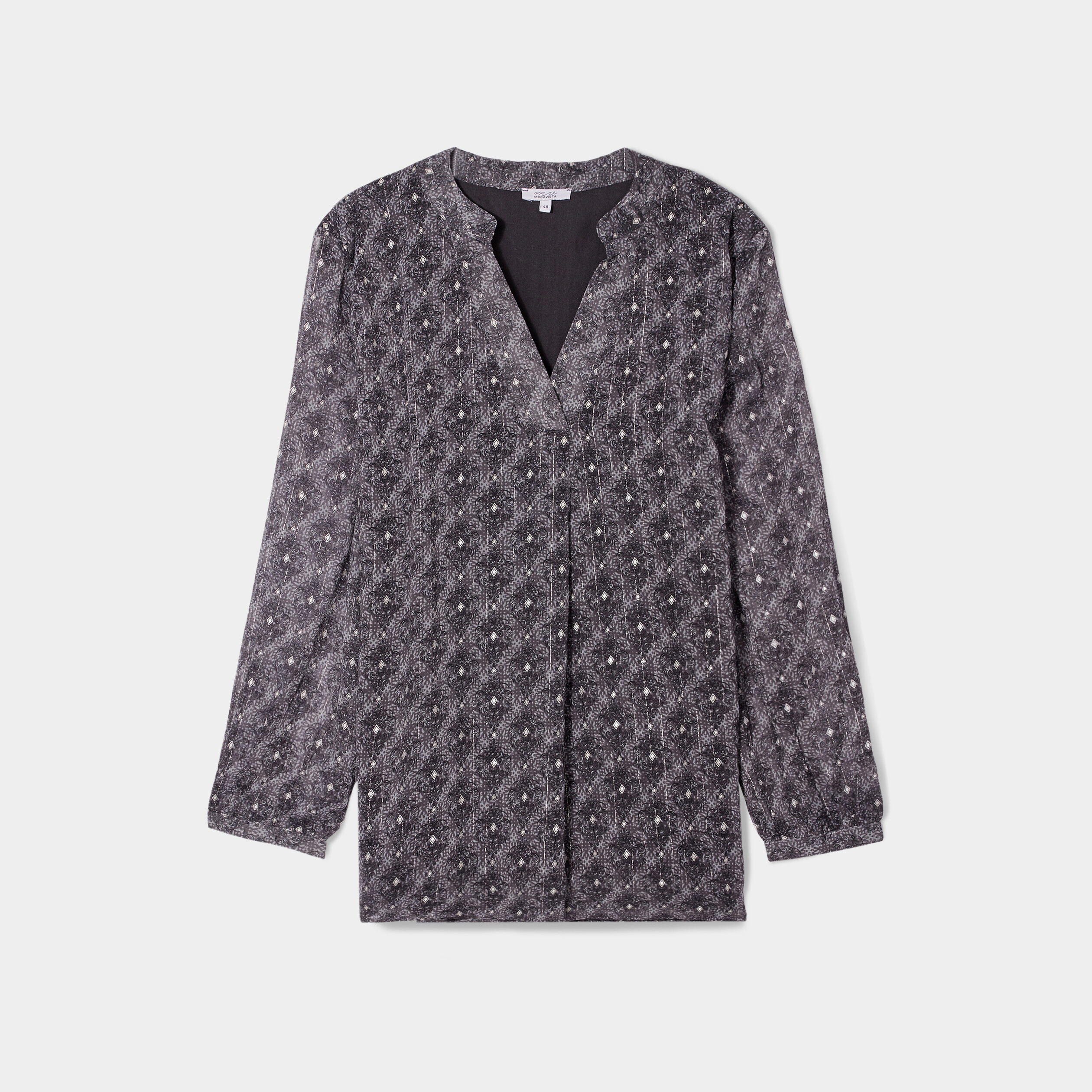 Blouse fils métallisés manches longues noir femme grande taille | La Halle
