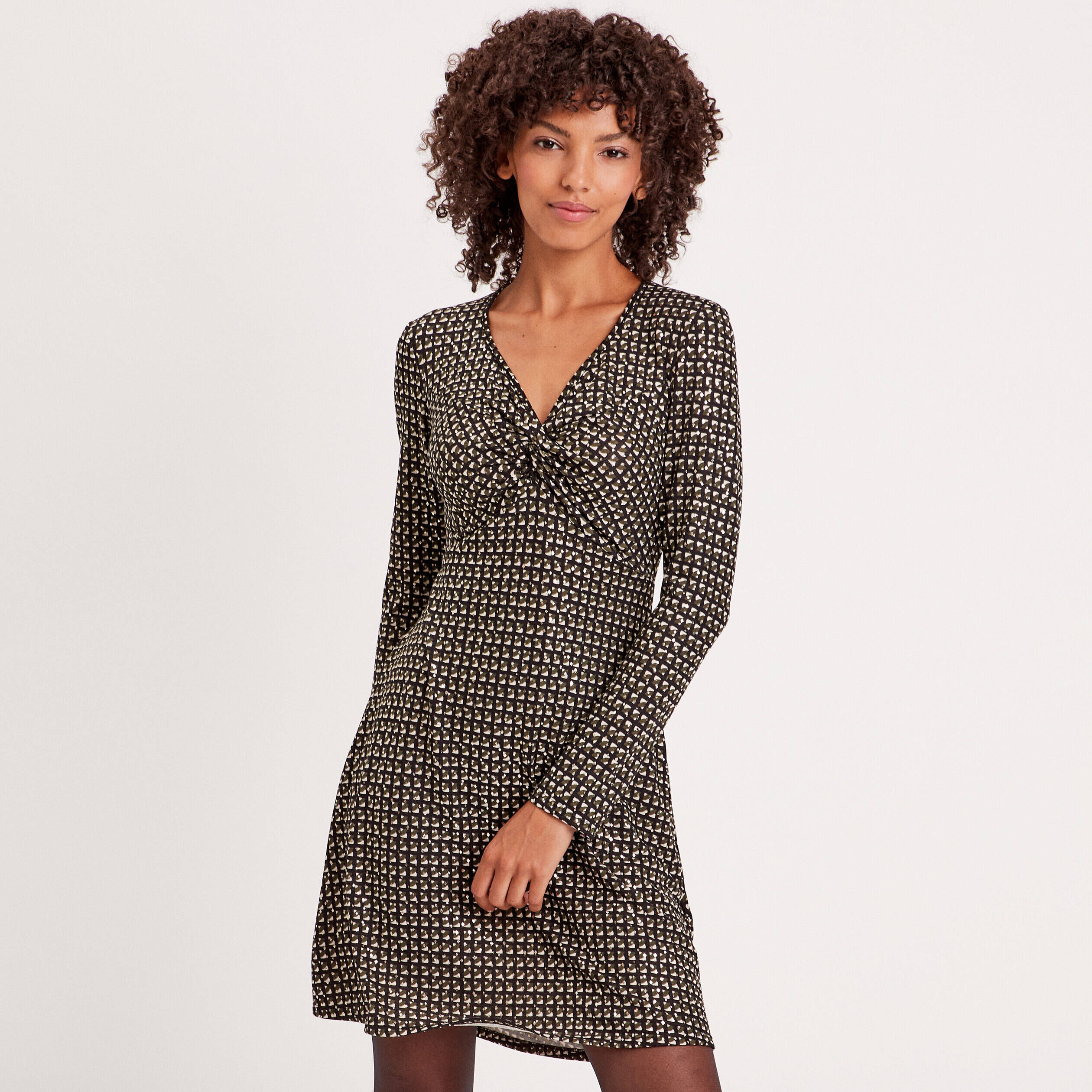 Robe évasée détail twisté noir femme | Cache Cache