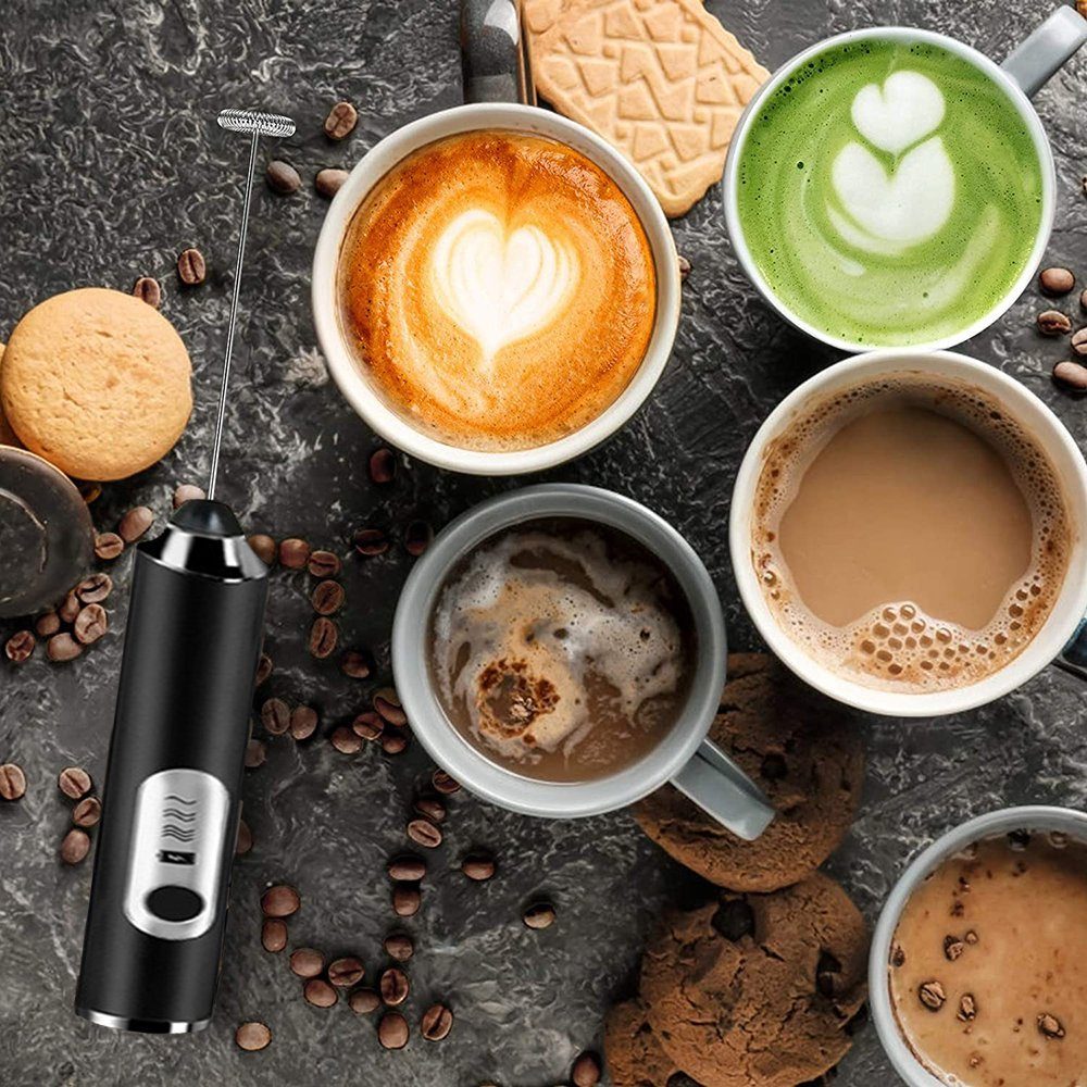 Blusmart Milchaufschäumer Elektrischer Doppel & Ballonquirl, 1 W, 3 Geschwindigkeiten Kaffeeaufschäumer