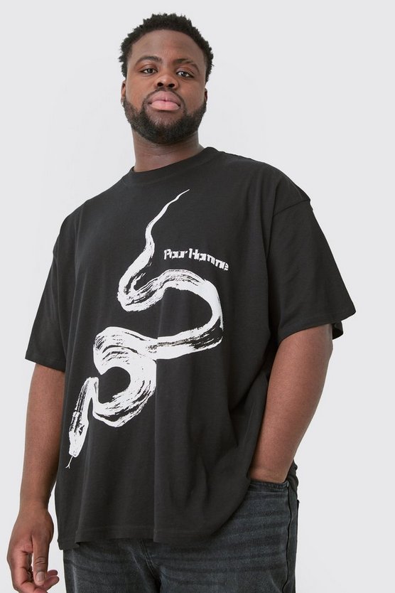 Plus Oversize T-Shirt mit Pour Homme Schlagenprint