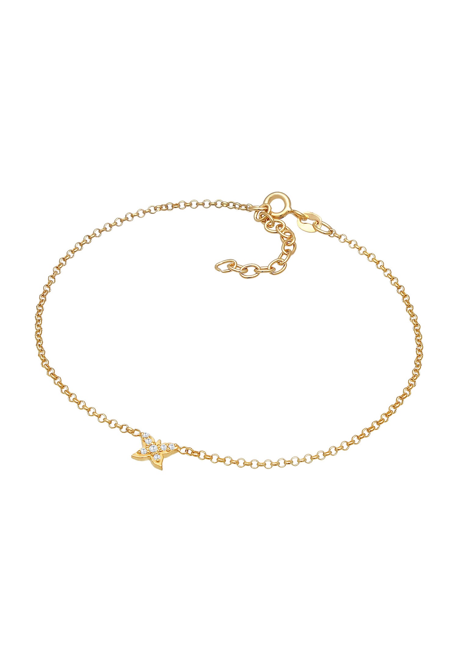Elli - Cercei pentru copii cu fluture, reglabili, simpli, de vară, cu pietre de zirconiu cubic, din argint 925 placat cu aur