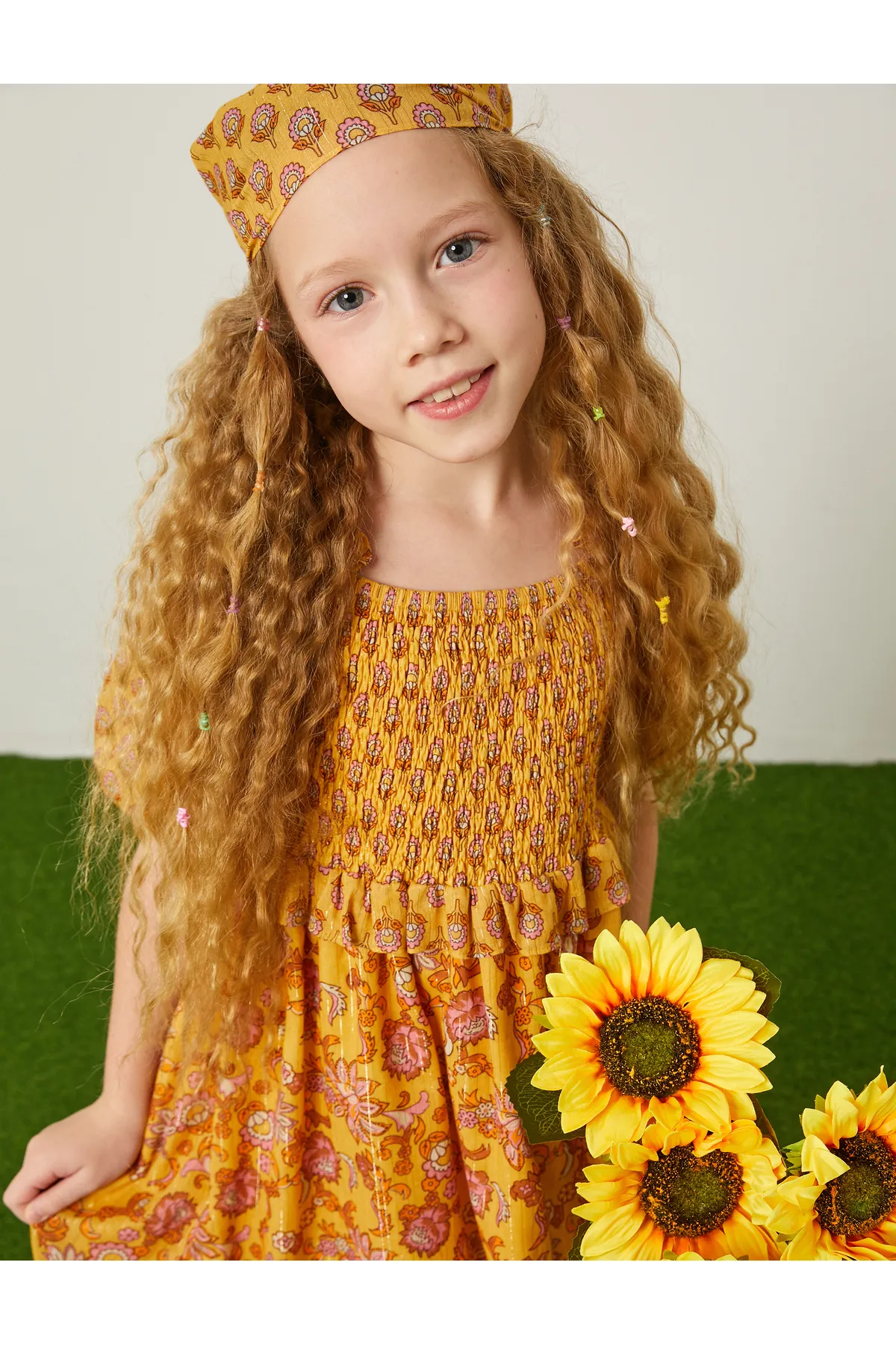 Koton  Kleid mit Blumenmuster, Ballonärmeln, quadratischem Kragen aus Baumwolle, gefüttert