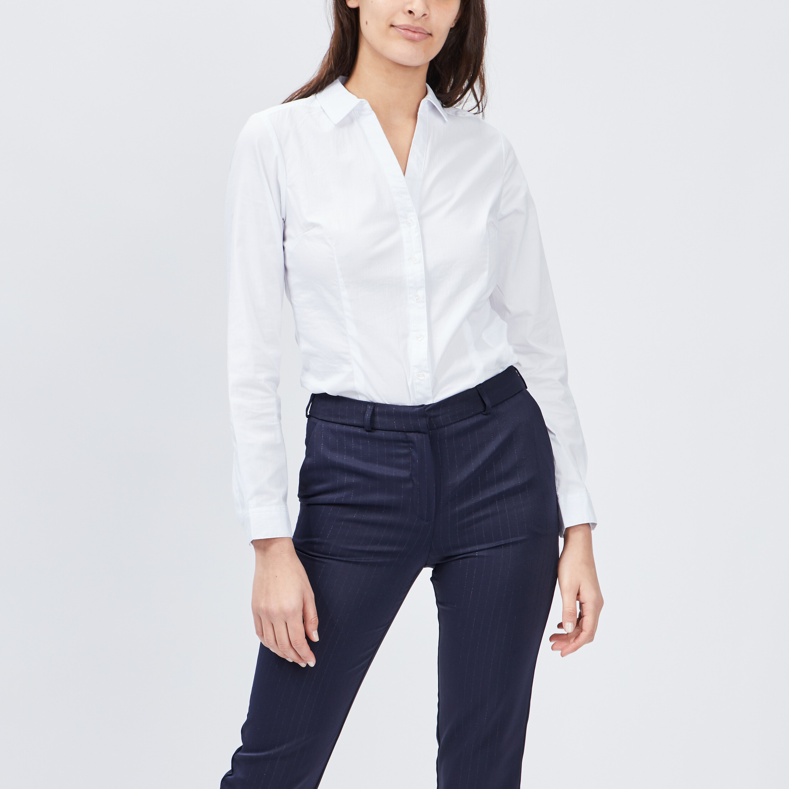 Chemise manches longues blanc femme | La Halle