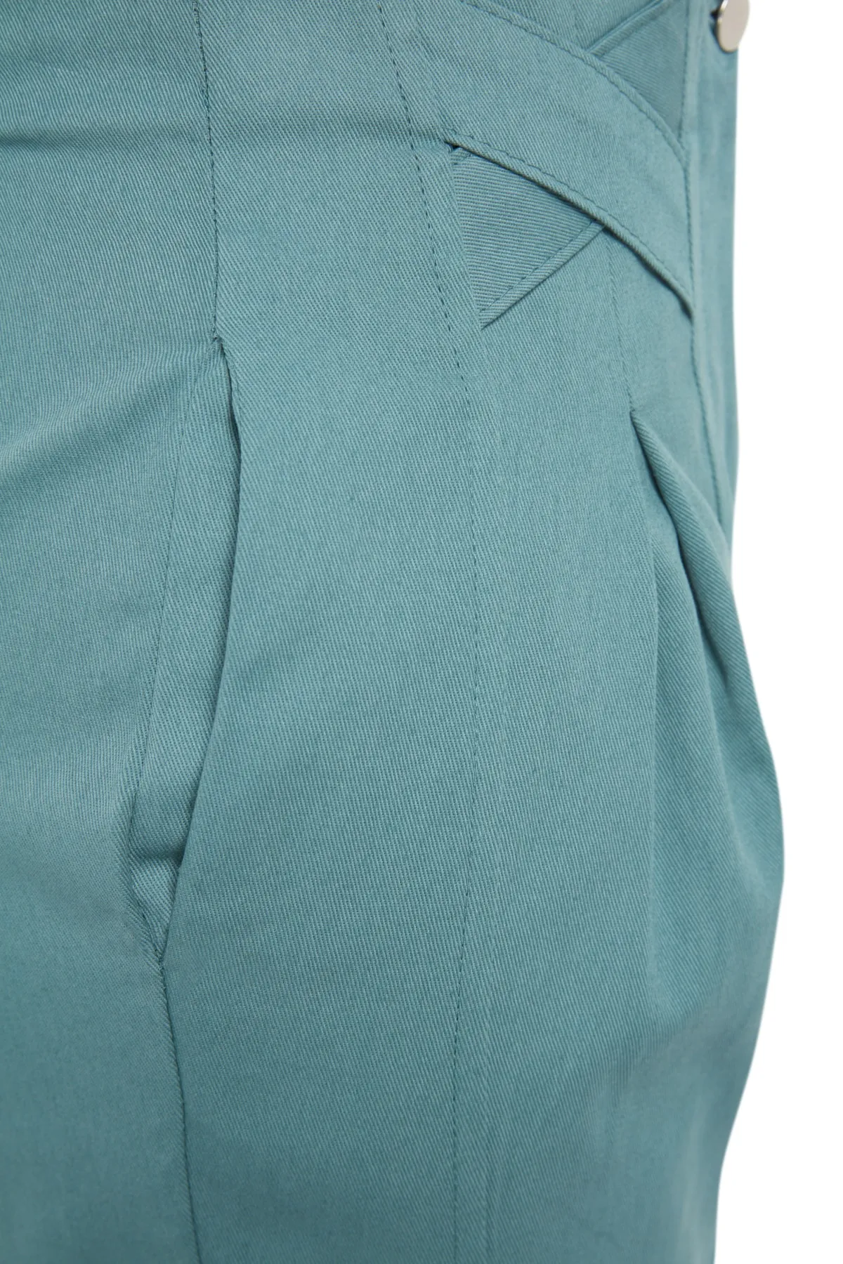 Trendyol Collection  Petrolfarbene, gewebte Hose aus Baumwolle mit Karottenmuster und detaillierten Streifen TWOAW22PL0342