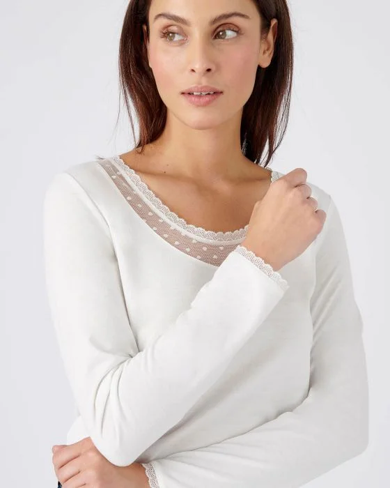 T-shirt manches longues Thermol'love tulle plumetis