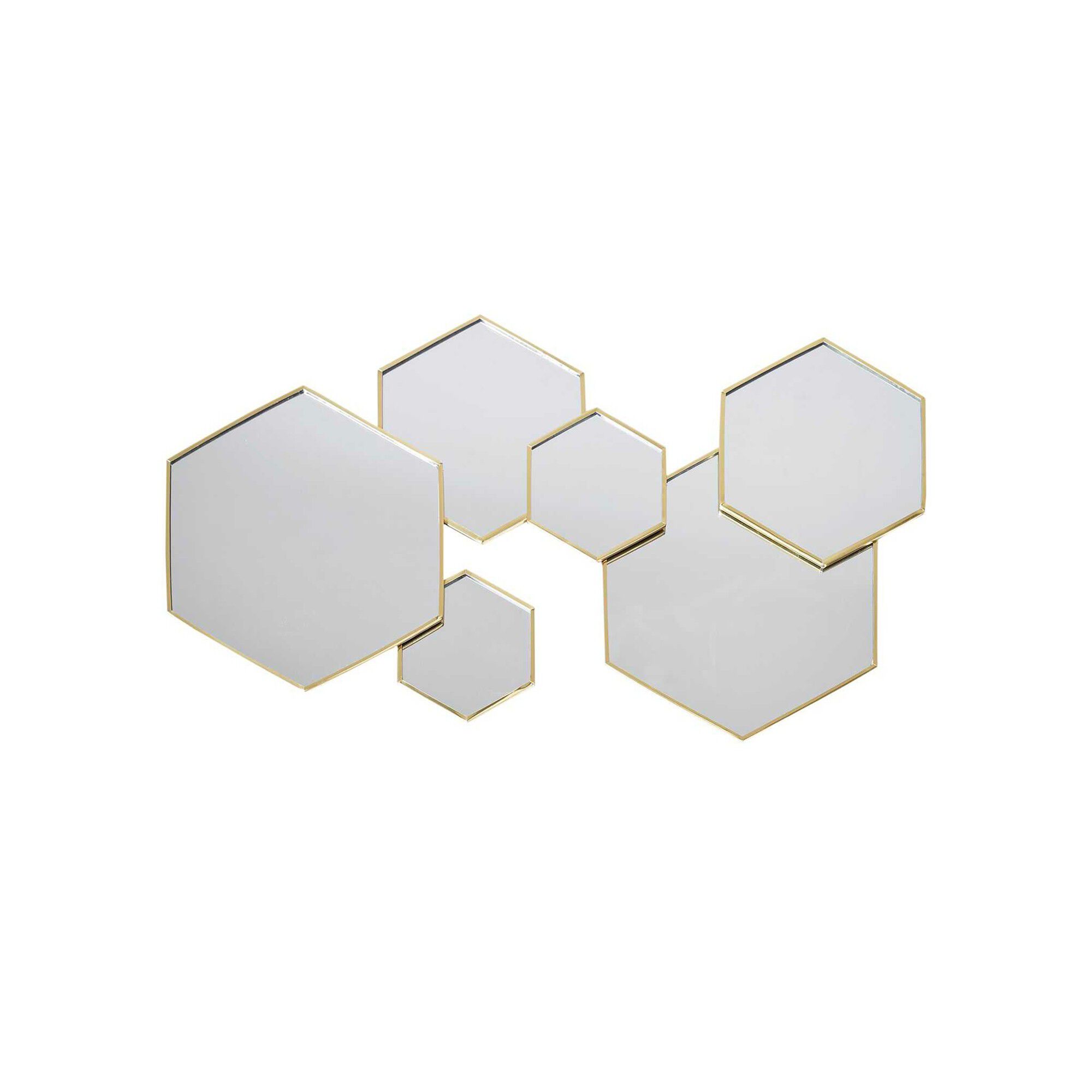 Miroir hexagonal multiple métal doré