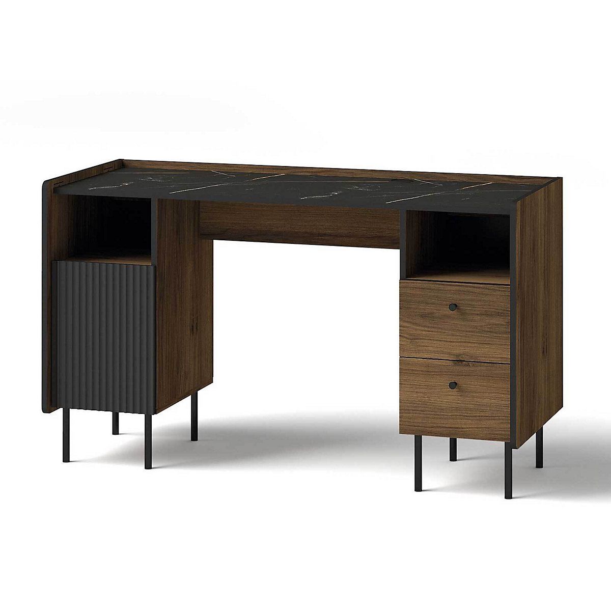 Schreibtisch Bürotisch Pereto 135x55x79cm 1-türig 2 Schubladen