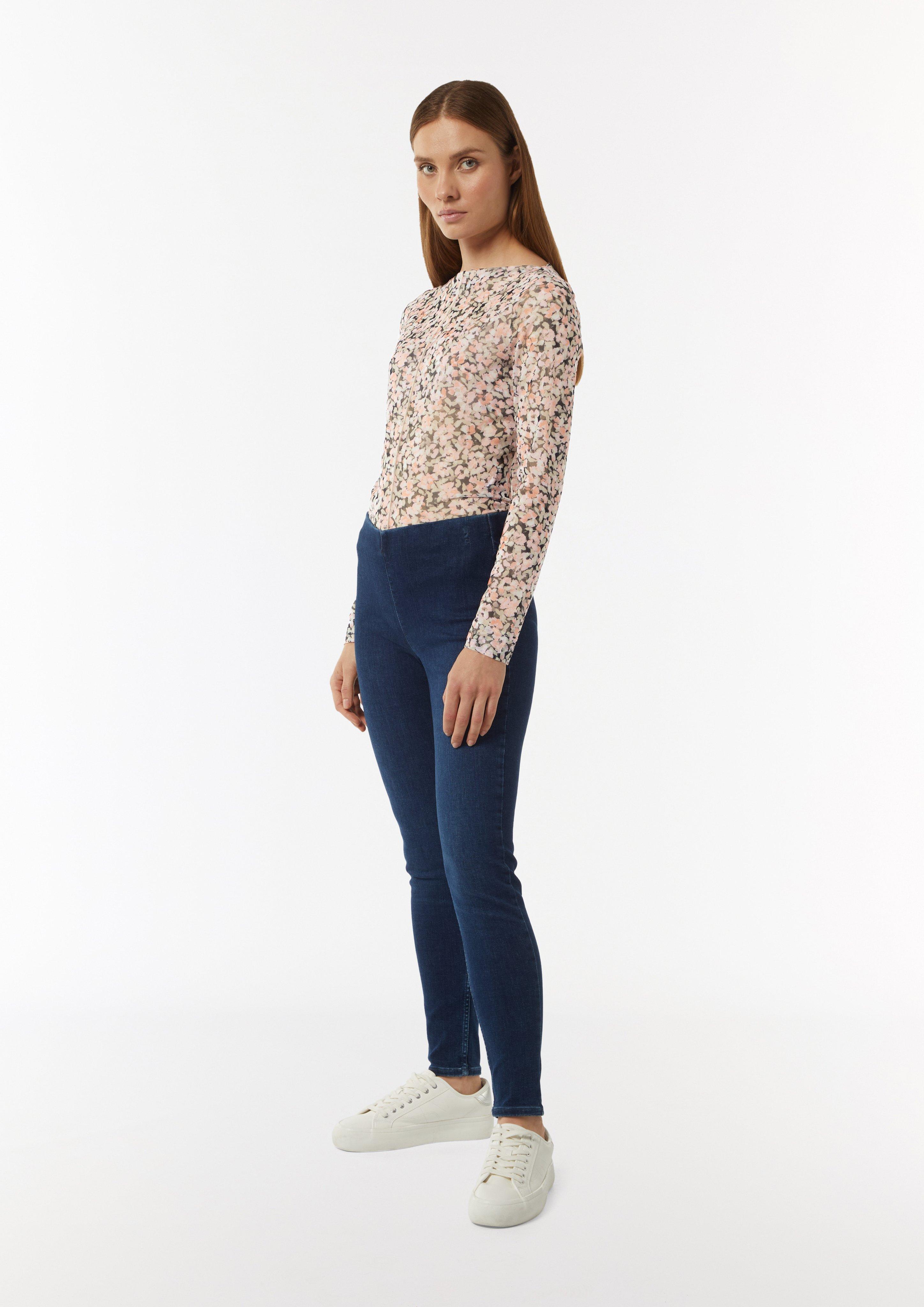 Mesh-Langarmshirt mit floraler Musterung - pfirsich