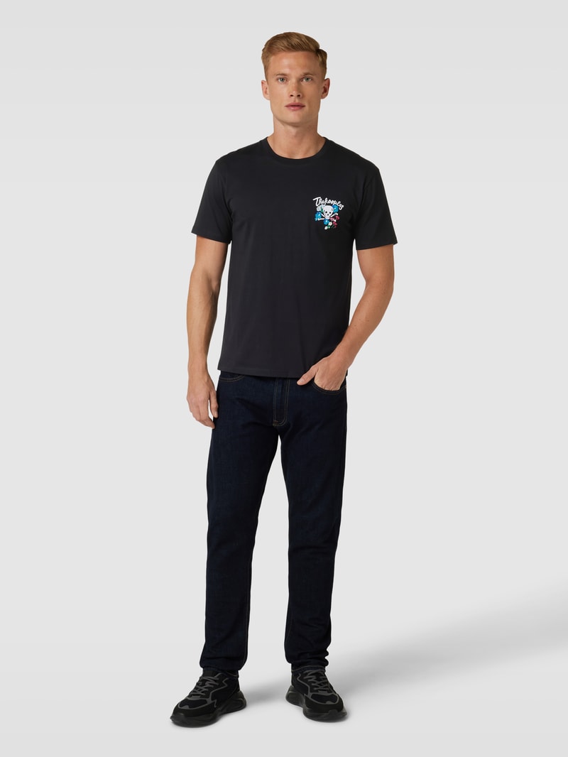 T-Shirt mit Motiv-Stitching in schwarz