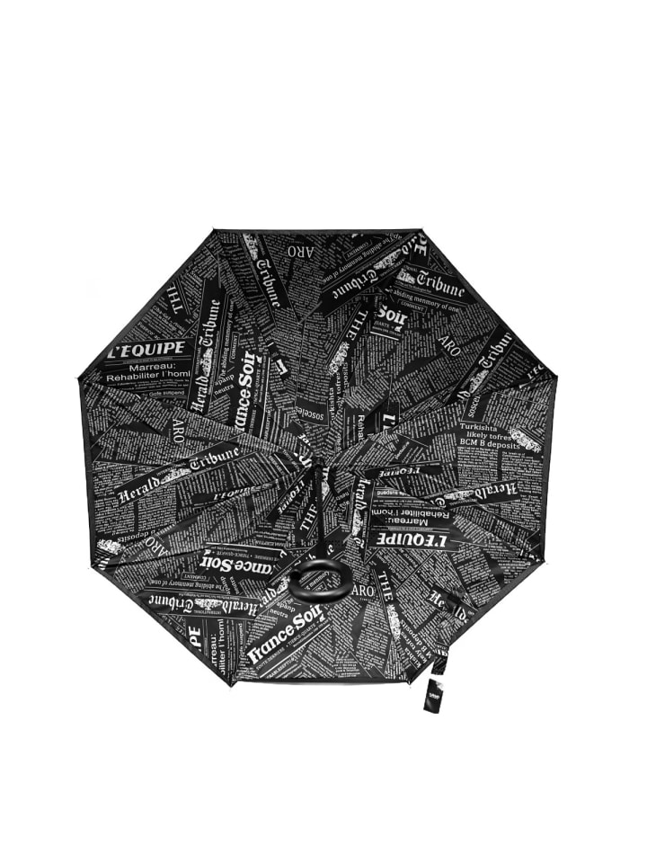 COFI 1453 Stockschirm mit Motiven Pongee mit c-förmigen Plastikgriff in Schwarz günstig kaufen 108