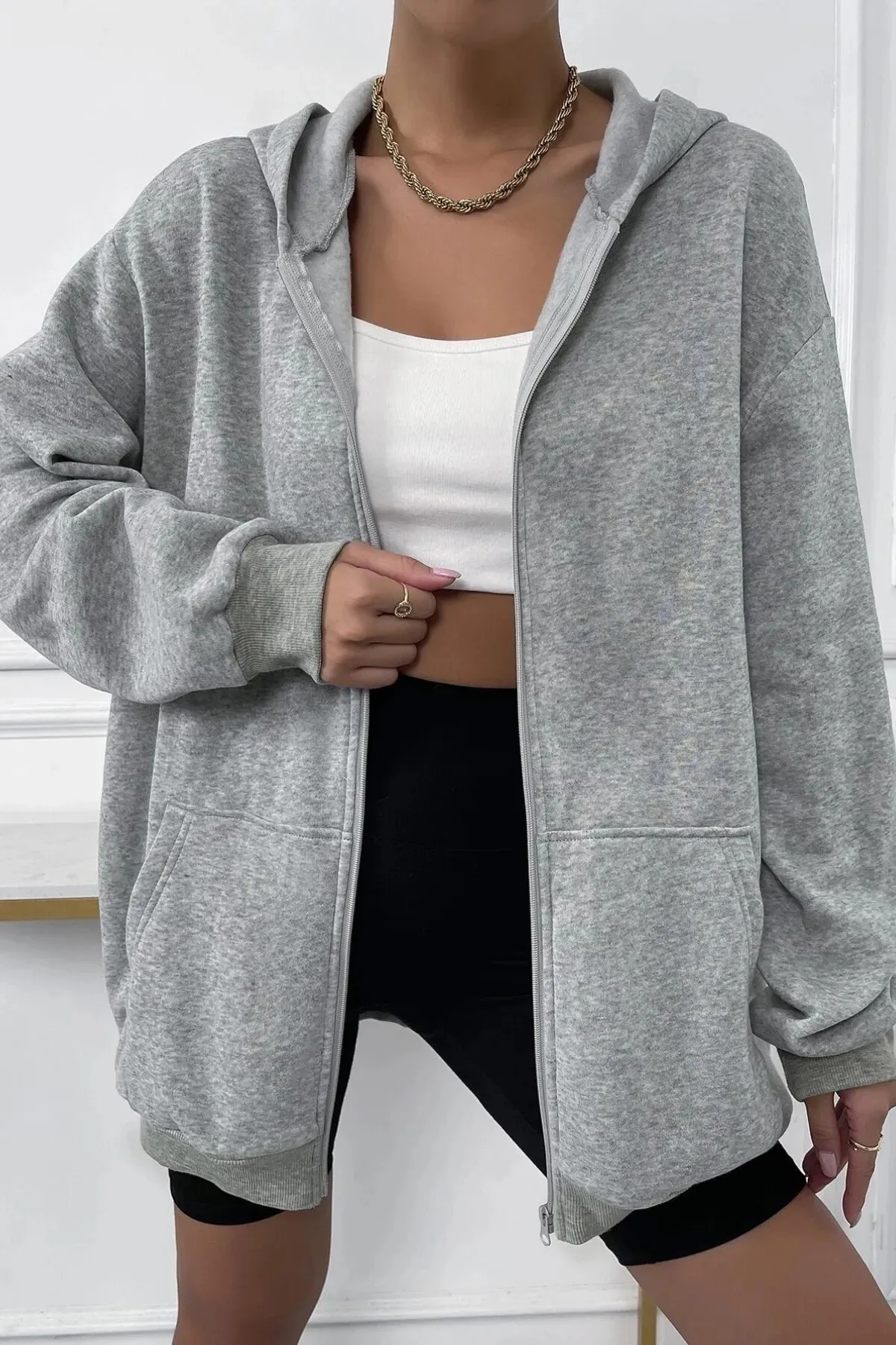 MODAGEN  Grauer Unisex-Cardigan in Übergröße