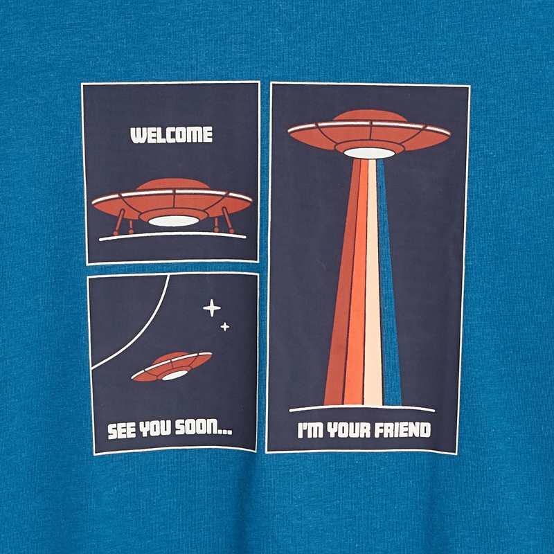 T-shirt à motif science-fiction bleu garçon