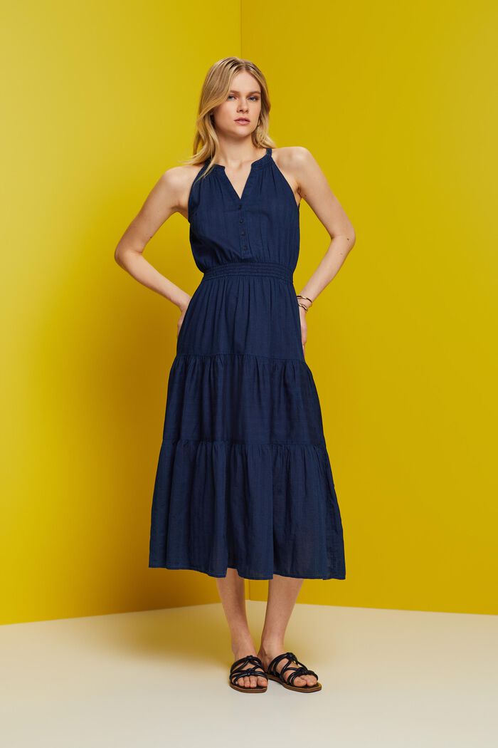 Gestuftes Midikleid aus Baumwolle