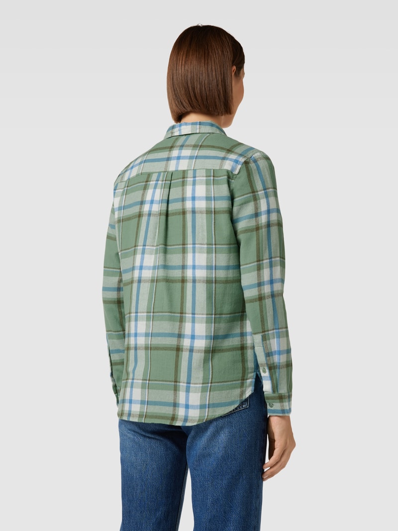 Flanellbluse mit Brusttaschen in metallic türkis