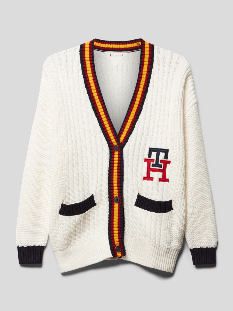 Cardigan mit Monogram-Logo in offwhite