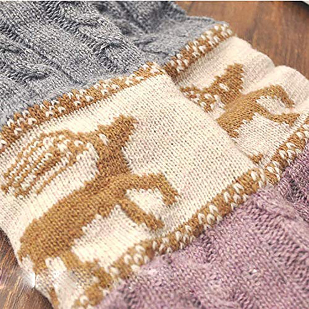 Geistesblitz Kuschelsocken gestrickt Stulpen Damen Wintersocken (Beinwärmer Colorblock, Beinstulpen mit Elch Schneeflocke) Weihnachtsstulpen lange Hüttensocken