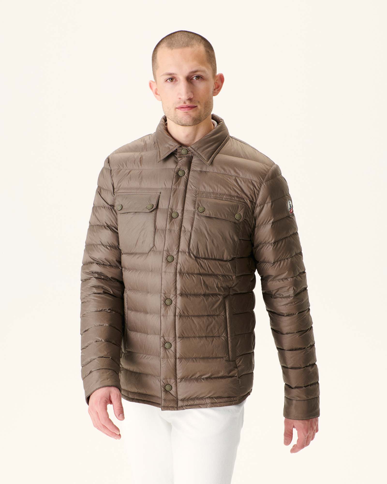 Doudoune légère col chemise Taupe Cris