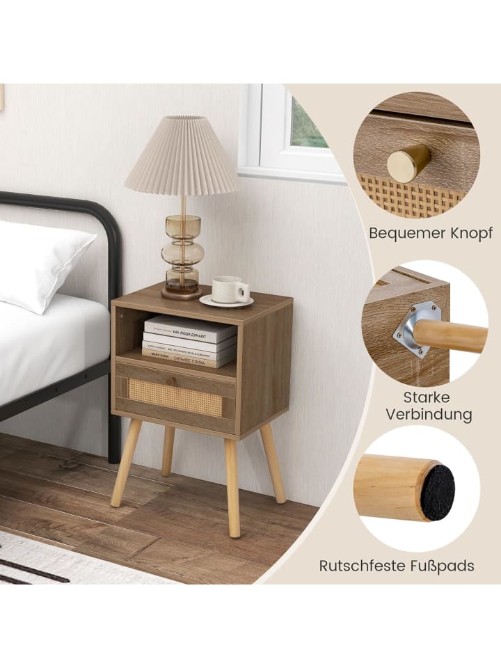 COSTWAY Nachttisch 2er Set 40x30x61cm in Hellbraun günstig kaufen onesize