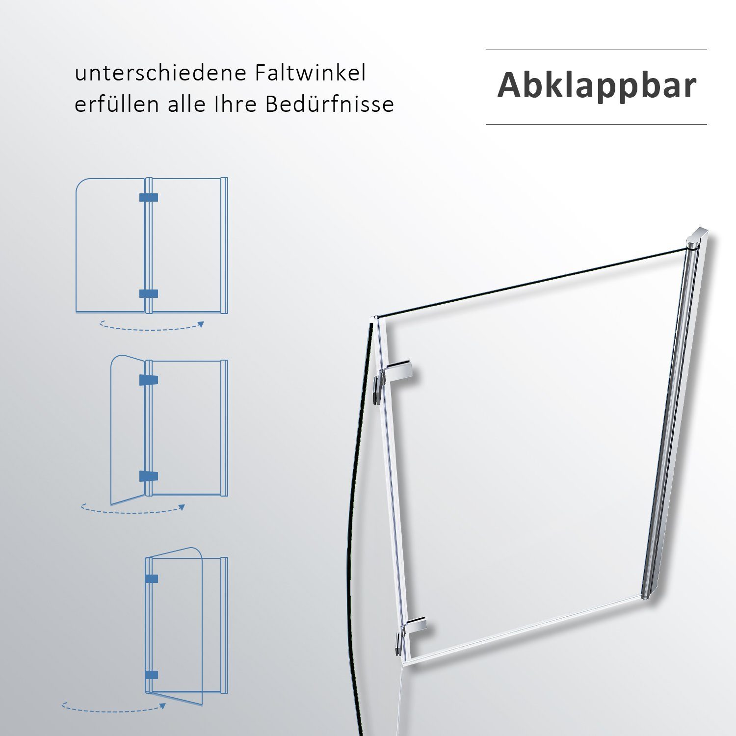 SONNI Badewannenaufsatz Badewannenaufsatz Faltbar, mit Seitenwand, Nano, Badewannenfaltwand, Duschabtrennung, Faltwand, Komfort, 120x140 cm, Einscheibensicherheitsglas mit Nano Beschichtung, 120x140 cm, für Badezimmer, faltbar