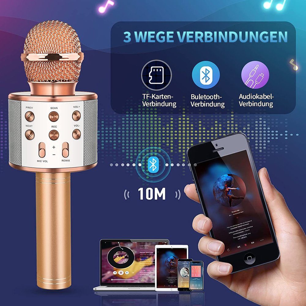 Bothergu Mikrofon, Kinder Wireless Tragbares Funkmikrofon Handmikrofon Karaoke-Mikrofon