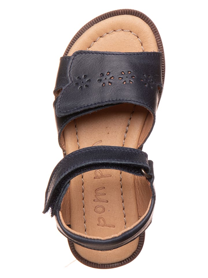 POM POM Leder-Sandalen in Dunkelblau günstig kaufen