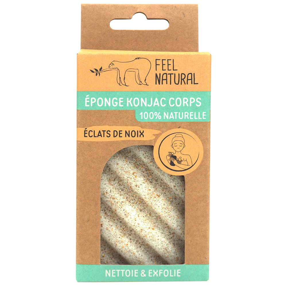 feel natural Eponge Konjac  Corps aux éclats de noix- Feel Natural EPONGE KONJAC CORPS