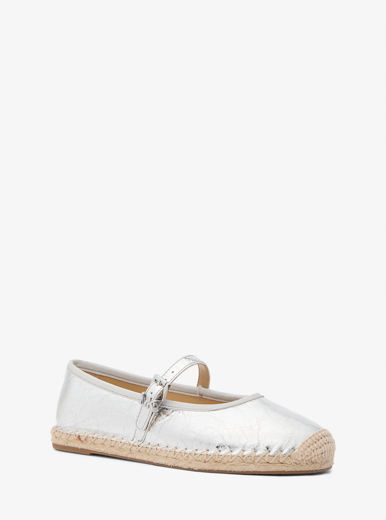 Lynn Metallic Leather Ballet Espadrille - SILVER