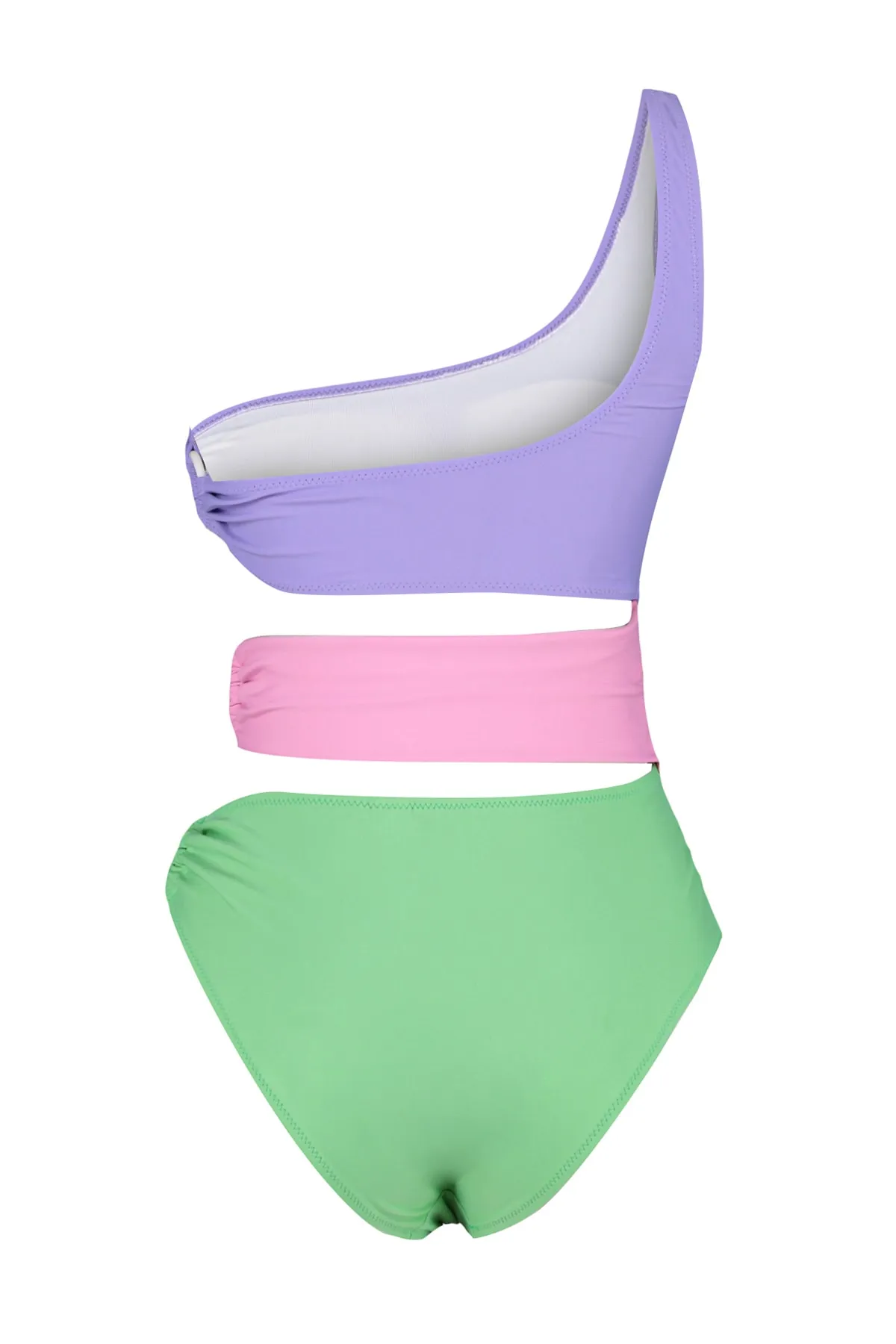 Trendyol Collection  Grün-Lila-Rosa Einschultriger Farbblock Normales Bein Mayokini TBESS23MA00230