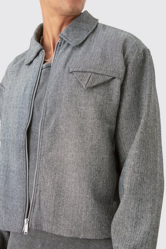 Kastige Herringbone Jacke mit Kragen