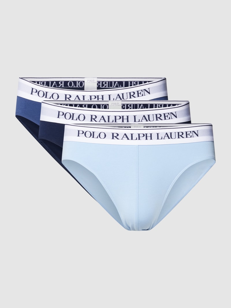 Slip mit Label-Stitching im 3er-Pack in blau
