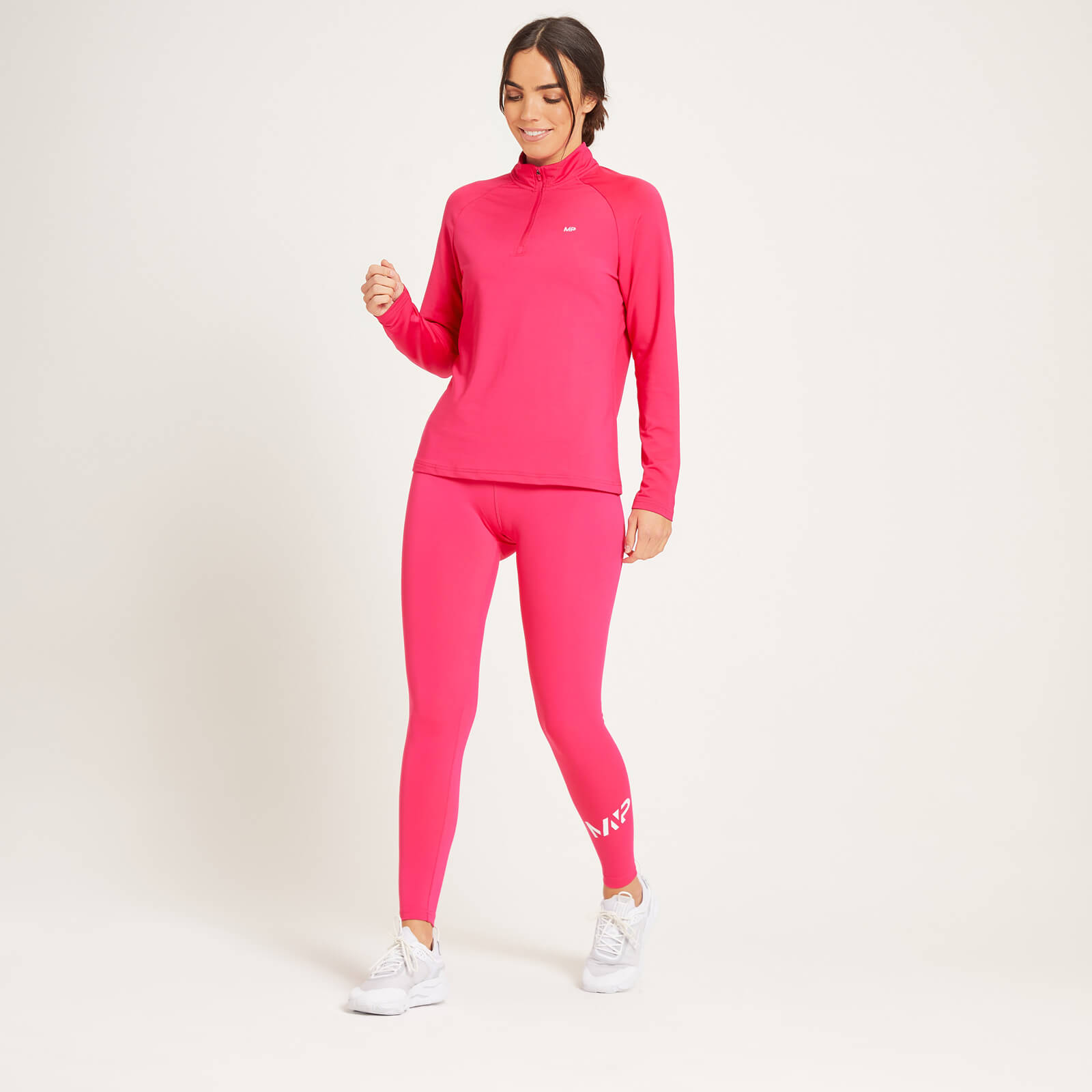 Haut d’entraînement à fermeture éclair ¼ coupe classique MP pour femmes – Magenta