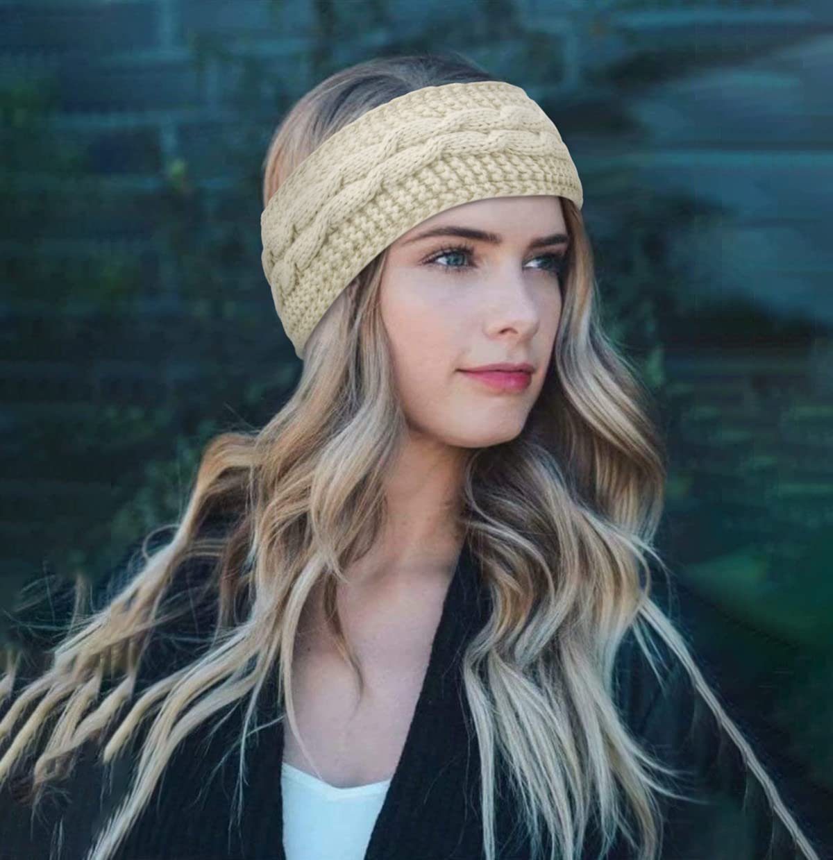 YYV Haarband Winter Stirnband Damen Strick Ohrenwärmer Haarband Haarreifen Mädchen, 4-tlg., Elastische Plüsch Skifahren, Geknotet Gestrickt Stirnbänder Verdicken Frauen Haarbänder Häkelarbeit