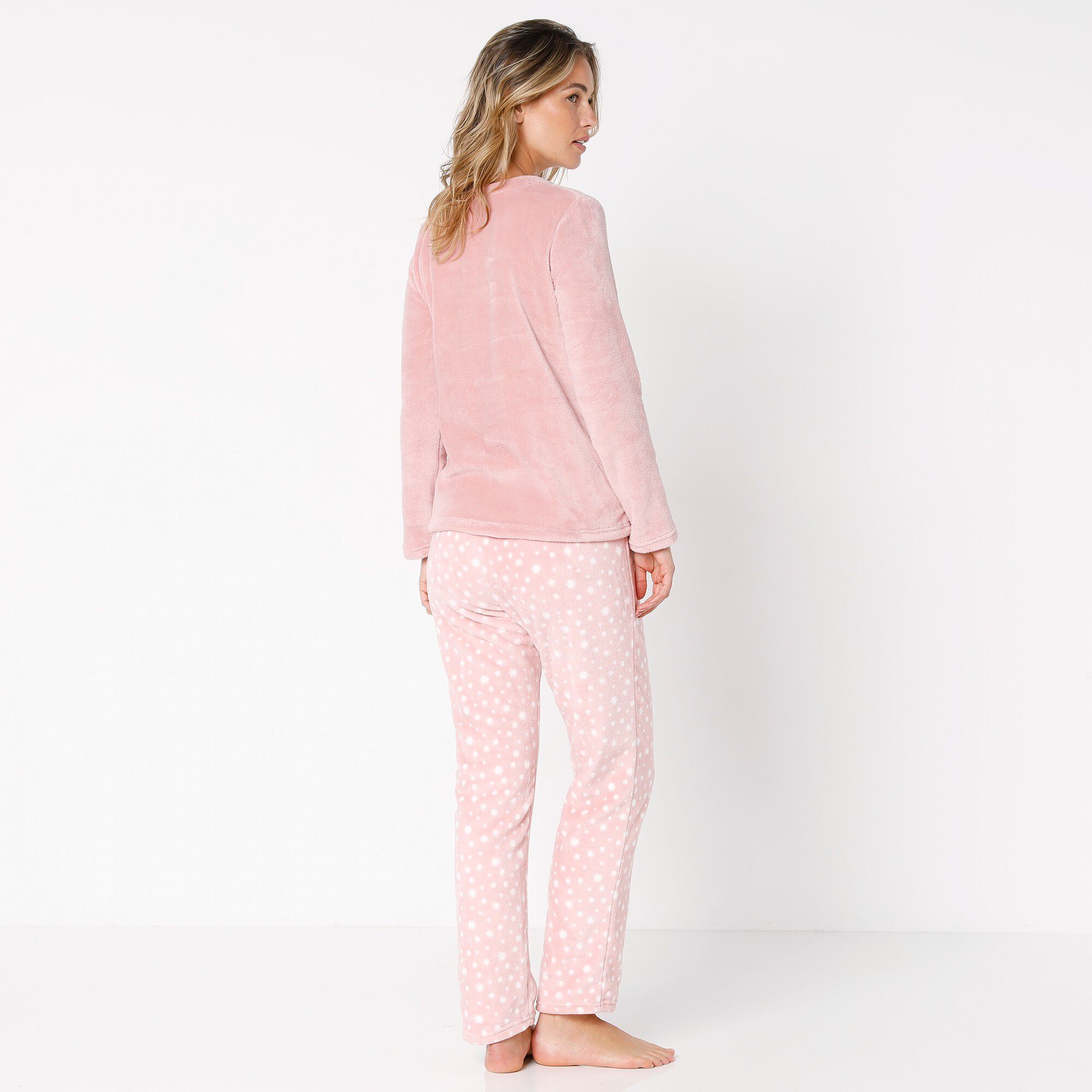 Pyjama manches longues maille polaire motif 