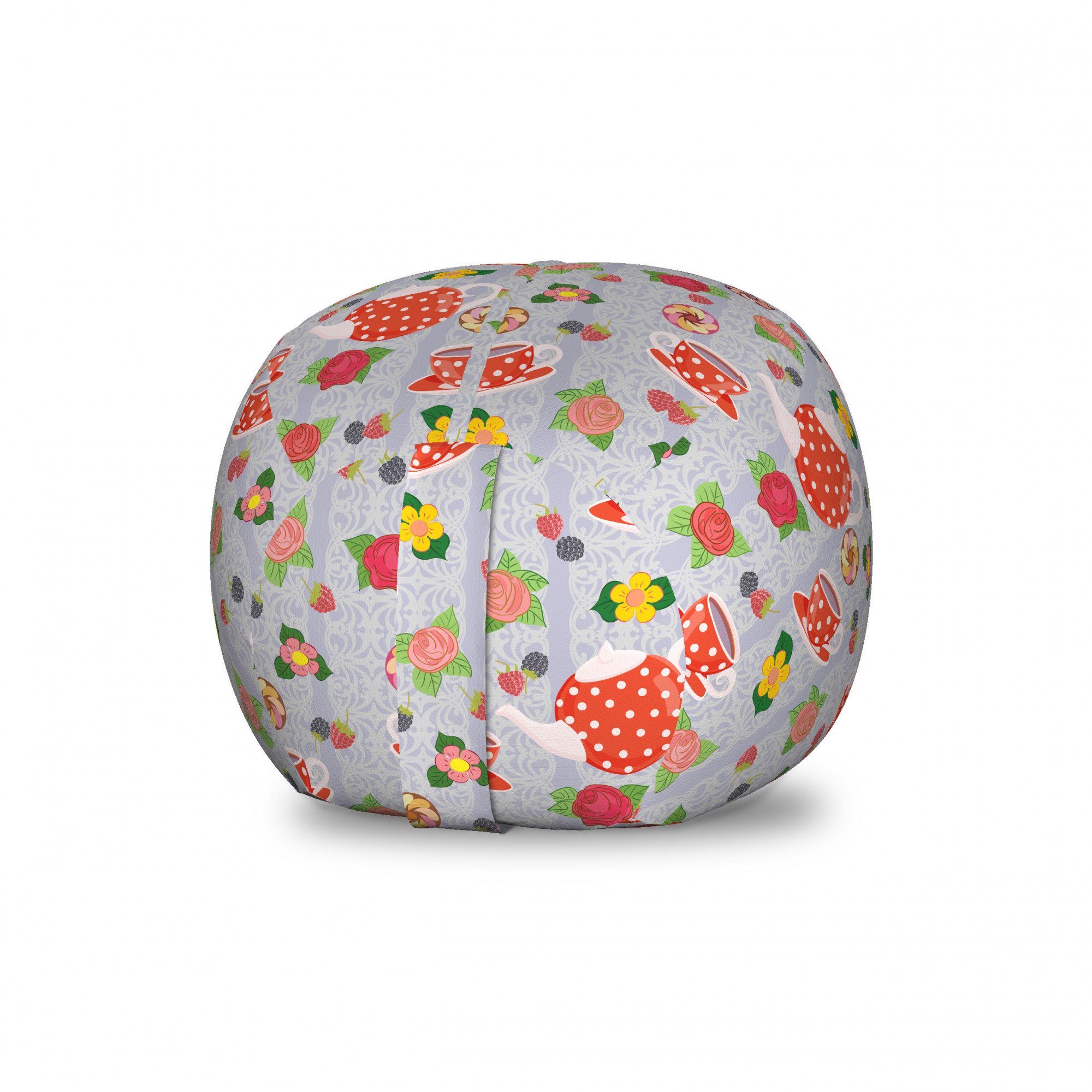 Abakuhaus Spielzeugtruhe Gefüllter Tier Organizer Waschbare Tasche für Kinder, Bunt Cartoon Teetöpfe Roses