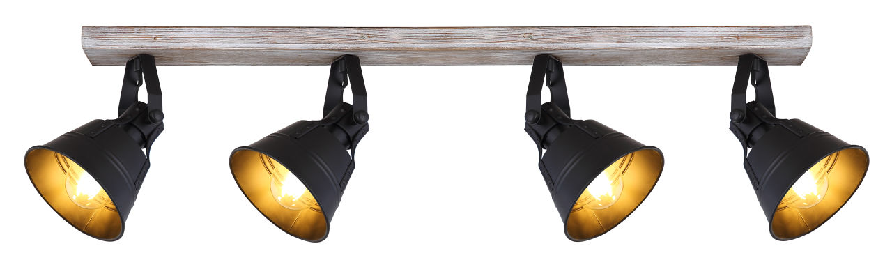 Globo Lighting - GÜNTHER - Strahler Holz weiß, 4x E27