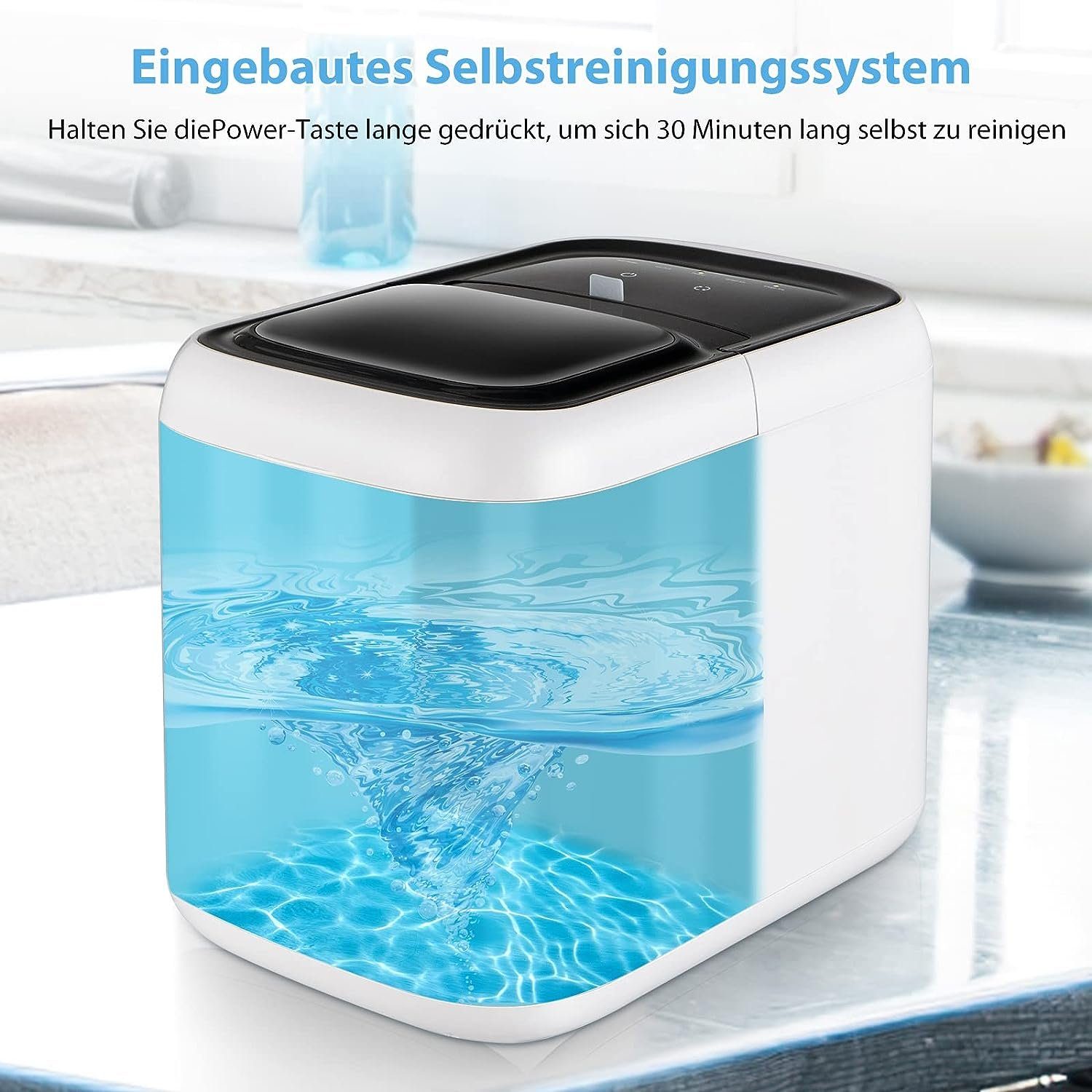 KOMFOTTEU Eiswürfelmaschine, 15 kg/24H, mit 2 Würfelgrößen, 2L Wassertank
