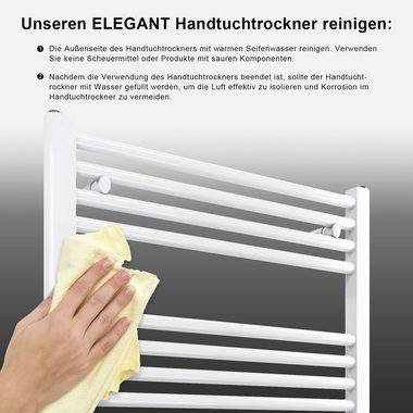 ELEGANT Badheizkörper Handtuchtrockner Handtuchwärmer Mittelanschluss, Weiß, mit/ohne Thermostat