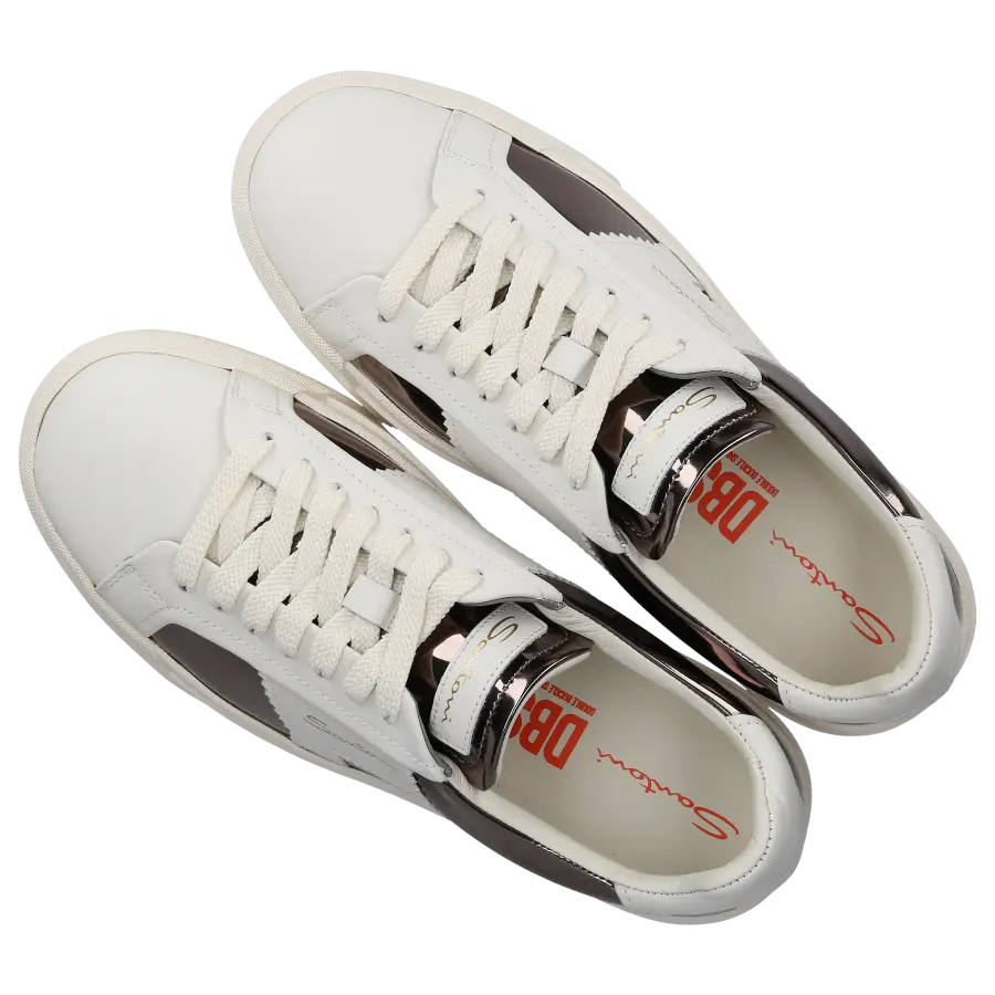 Santoni - Sneaker low DOUBLE BUCKLE Kalbsleder - weiß