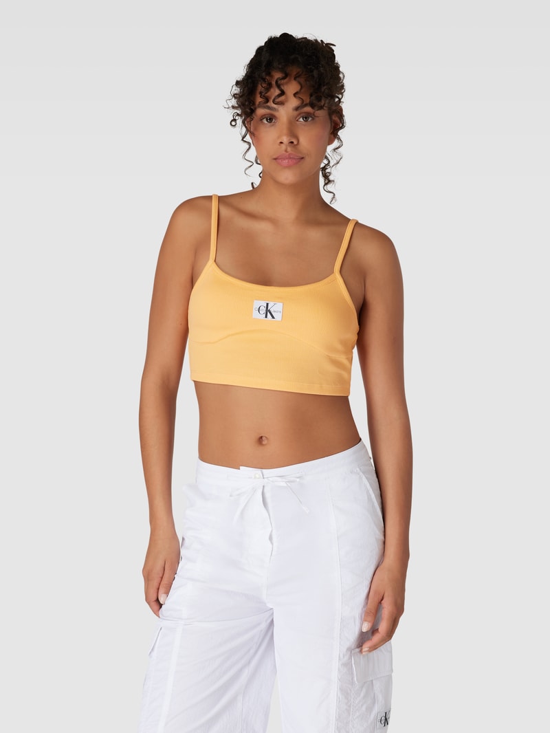 Bralette-Top mit Label-Patch in orange