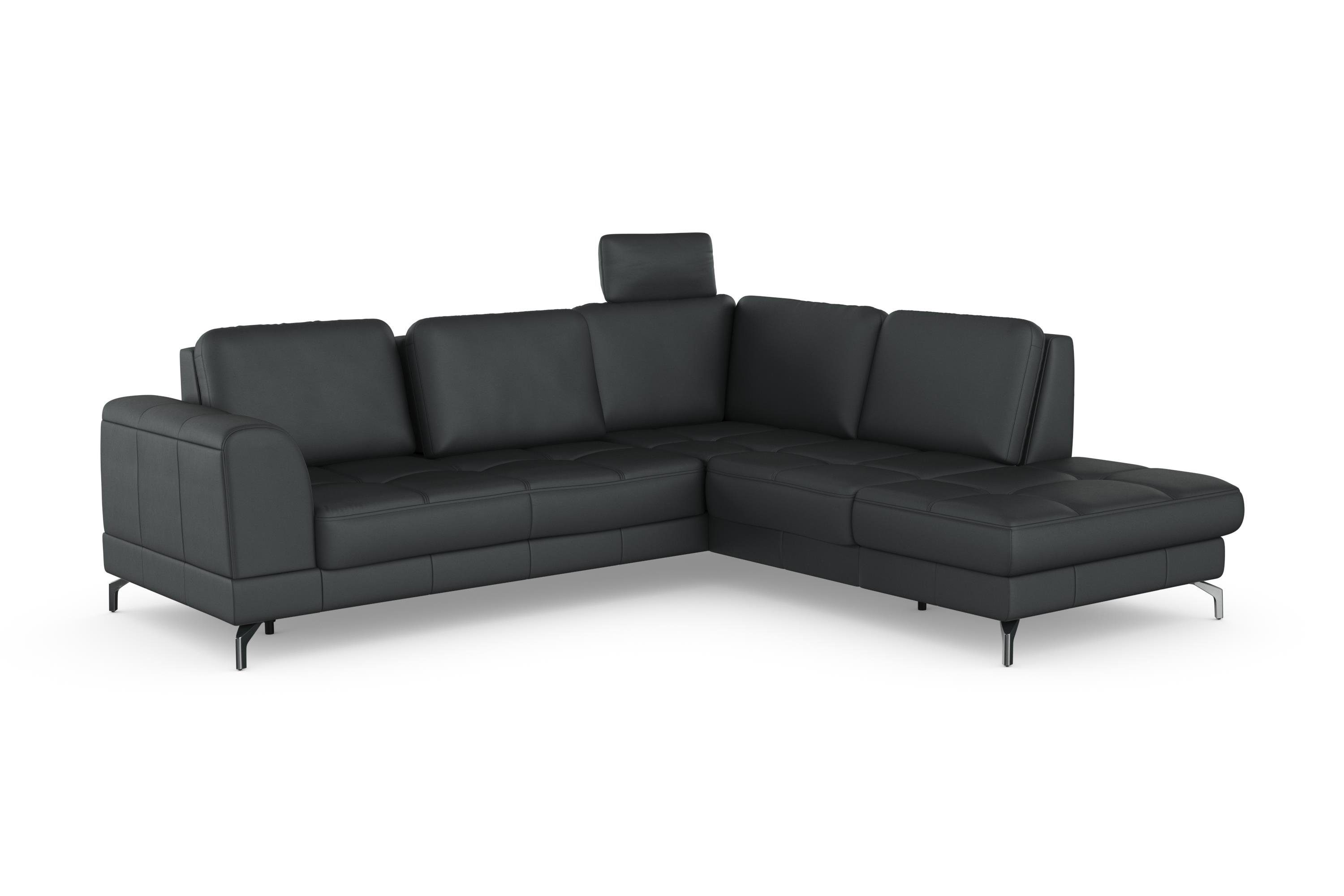 sit&more Ecksofa Bendigo, inklusive Sitztiefenverstellung, Bodenfreiheit 12 cm, in 2 Fußfarben