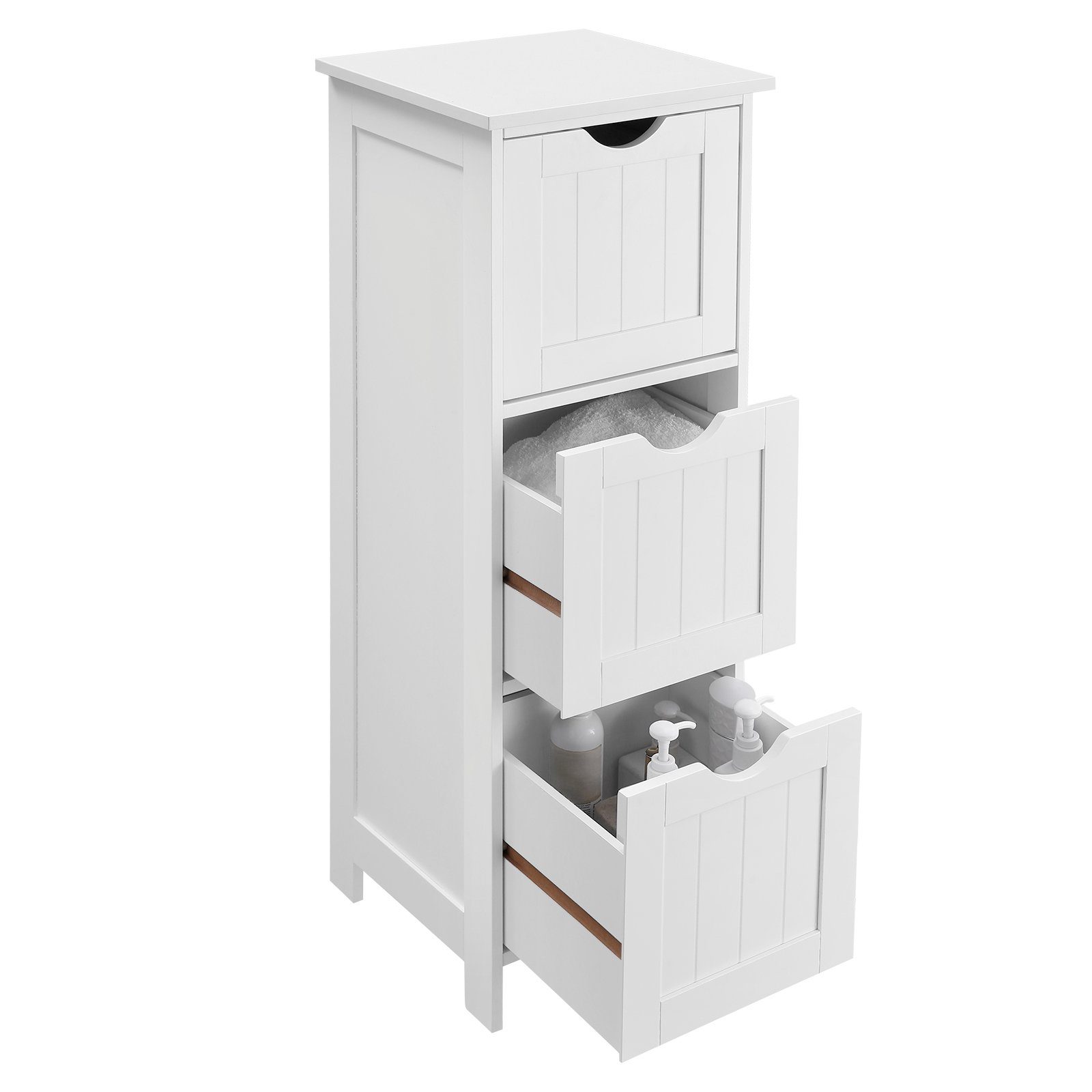 VASAGLE Badkommode Badezimmerschrank, mit 3 Schubladen, 32 x 30 x 81 cm