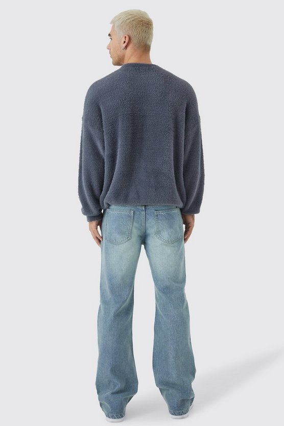 Flauschiger Oversize Rundhals-Pullover