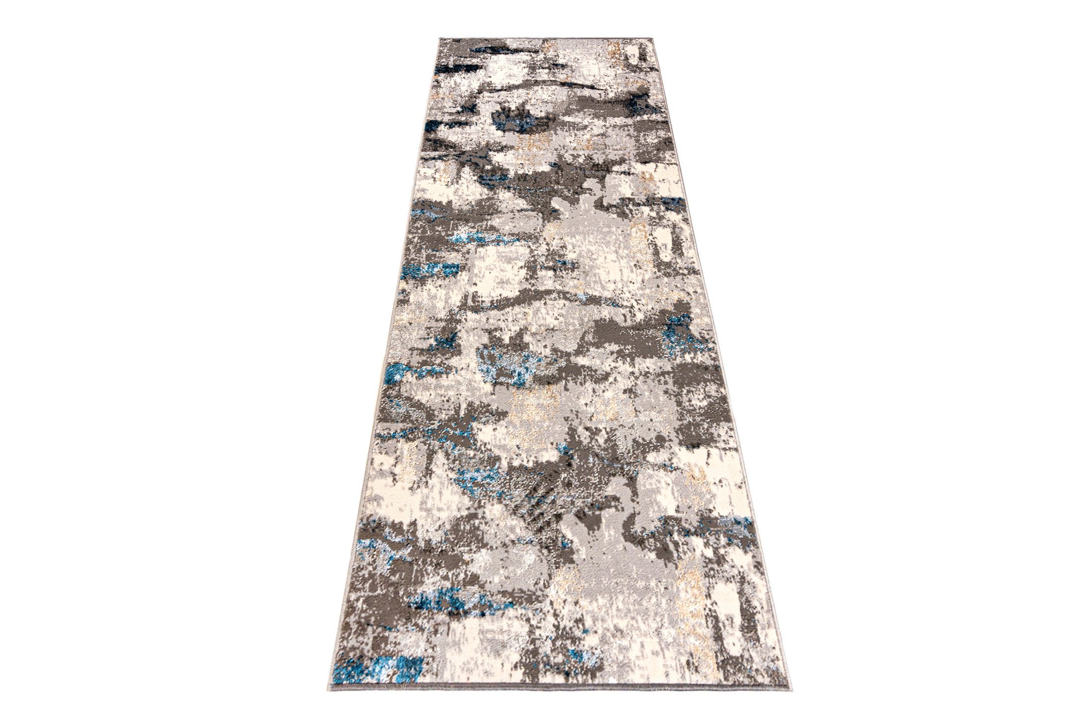 Läufer Läufer Flurläufer Modern für Vorzimmer - Abstrakt - Beige Grau Blau, Mazovia, 60 x 100 cm, Kurzflor, Meterware, Höhe 8 mm, Kurzflor - niedrige Florhöhe