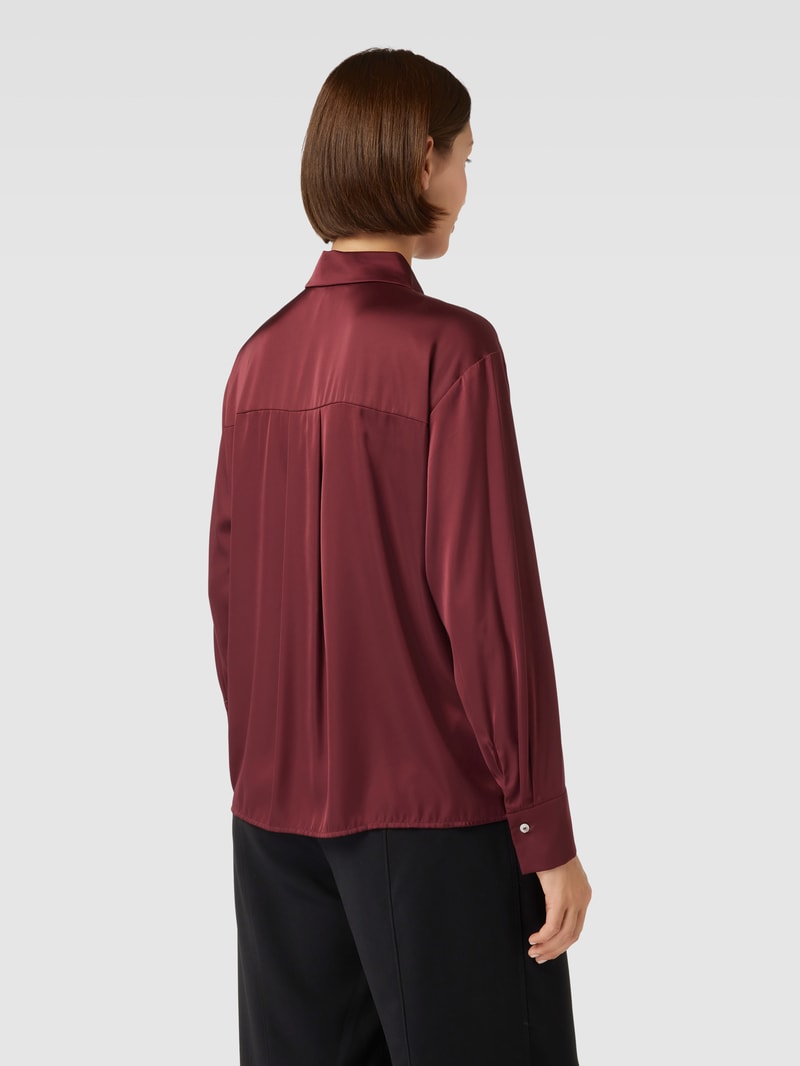 Bluse in Satin-Optik mit verdeckter Knopfleiste in bordeaux rot