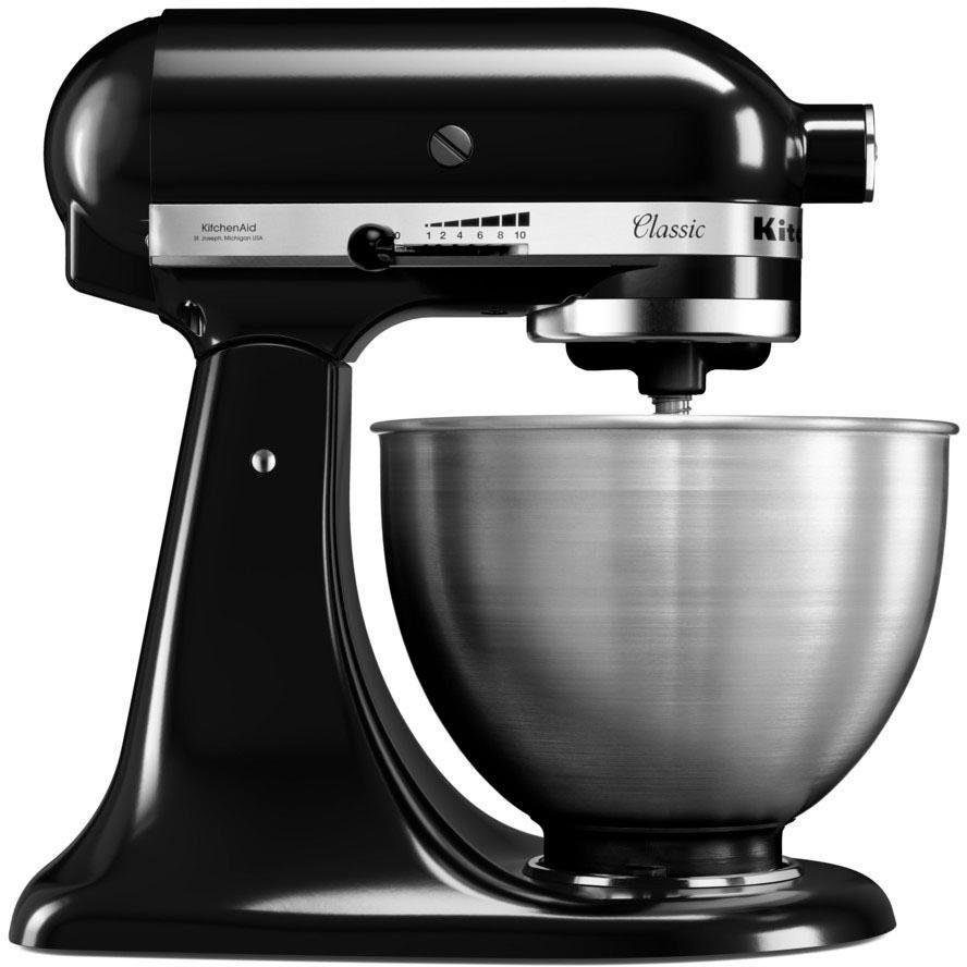 KitchenAid Küchenmaschine 5K45SSEOB ONYX BLACK, 275 W, 4,3 l Schüssel, Gratis Fleischwolf, Spritzgebäckvorsatz (Wert ca. 129,-UVP)