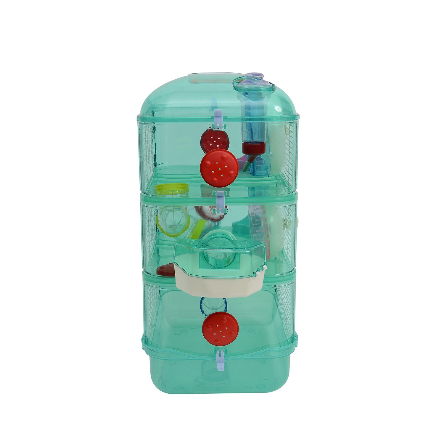 PawHut Kleintierkäfig, Kleintierkäfig Laufrad Futternapf Trinkflasche Grün, 40,5 x 28 x 55 cm