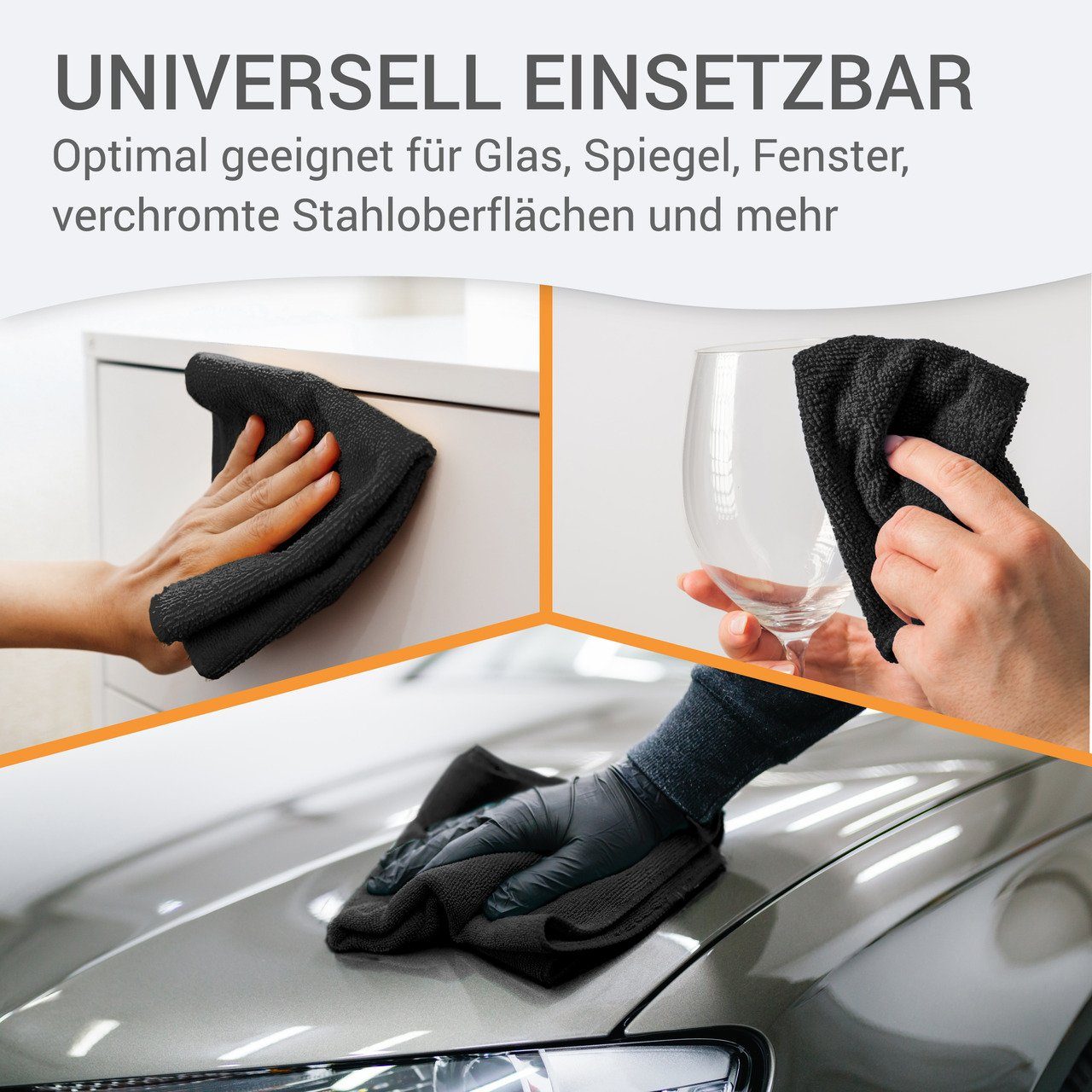 Betriebsausstattung24 Universaltuch (fusselfrei und frotteeartig) Mikrofasertuch (Polyester, 40x40 cm, 10er-Set, hygienisch auf 90° waschbar)