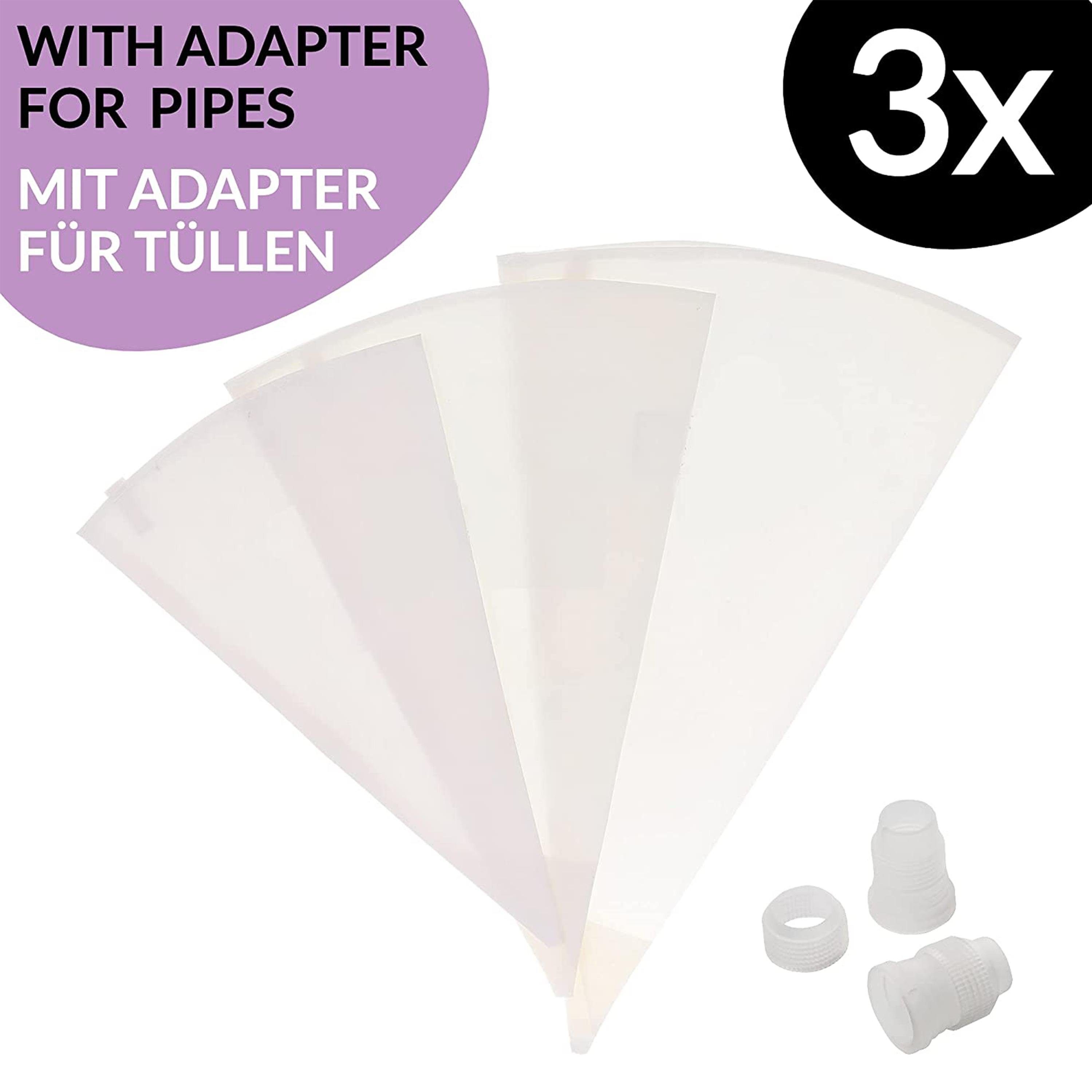 Praknu Spritzbeutel Praknu 3er Spritzbeutel Set aus Baumwolle mit (Set, 3er Set) Lebensmittelecht, Kochfest I Spritzsack Profi 35/40/45 cm I Spritztüten Wiederverwendbar