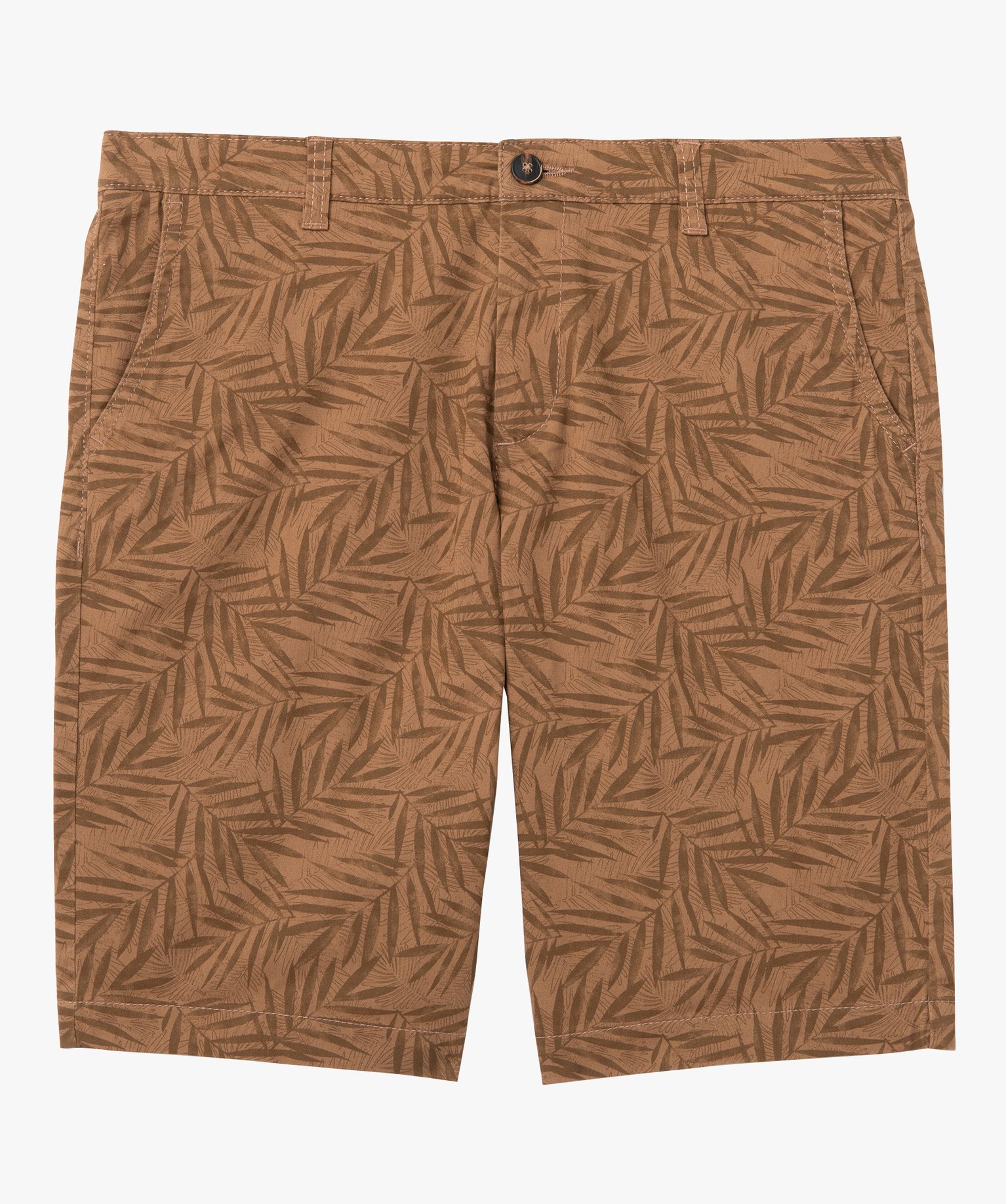 Bermuda homme coupe chino en toile stretch imprimée marron | GEMO