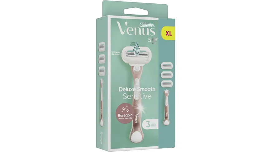 Gillette Venus Klingen + Rasierer Deluxe Smooth Sensitive Rosegold